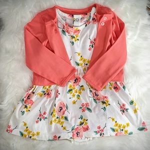 Floral Dress and Lace with Cardigan